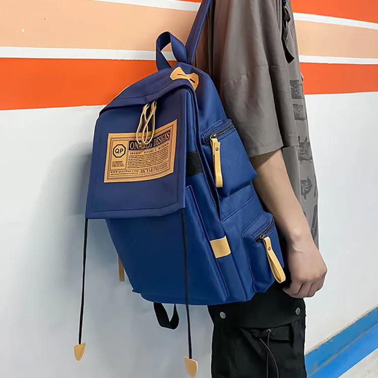 Ins fashion multi-pocket large capacity backpack in waterproof oxford cloth, available in several colours