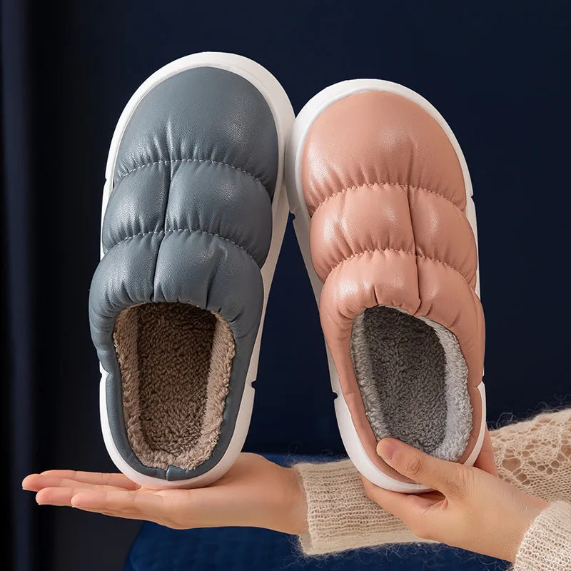 Women's soft waterproof non-slip home slippers, artificial PU upper, EVA sole, baotou style, multiple colours