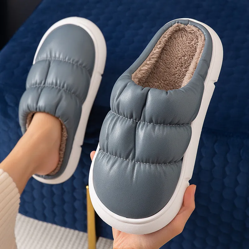 Women's soft waterproof non-slip home slippers, artificial PU upper, EVA sole, baotou style, multiple colours