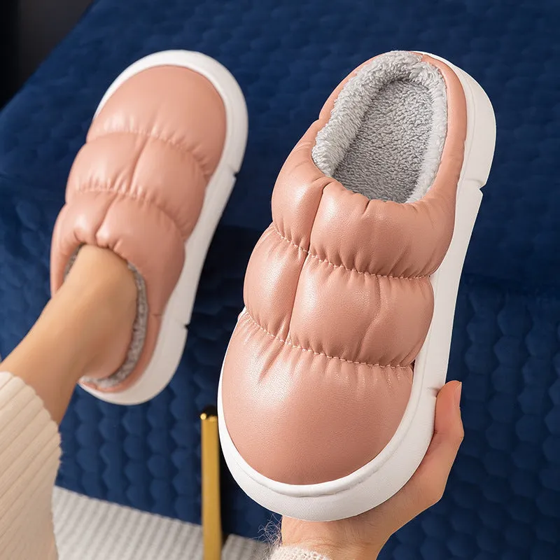Women's soft waterproof non-slip home slippers, artificial PU upper, EVA sole, baotou style, multiple colours