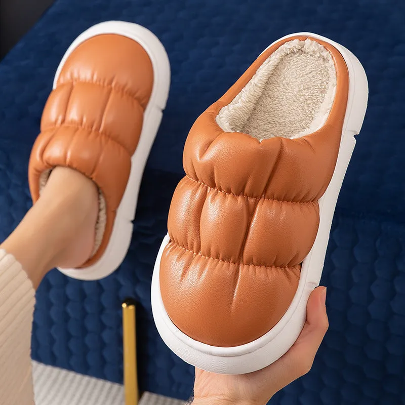Women's soft waterproof non-slip home slippers, artificial PU upper, EVA sole, baotou style, multiple colours