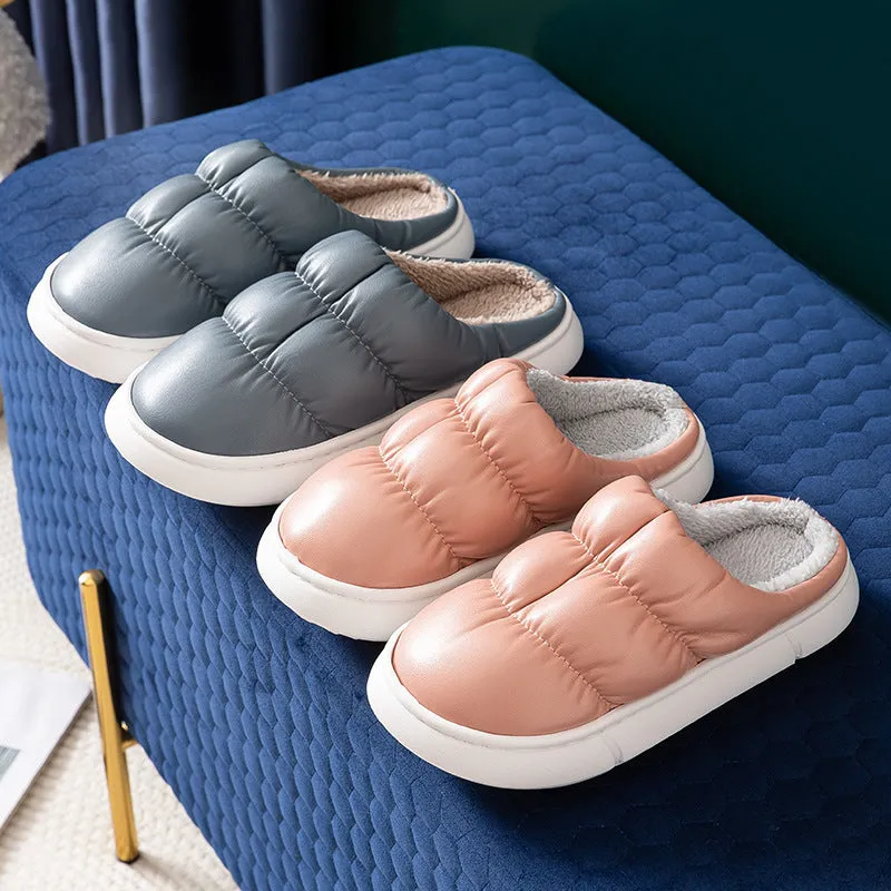 Women's soft waterproof non-slip home slippers, artificial PU upper, EVA sole, baotou style, multiple colours