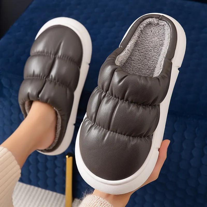 Women's soft waterproof non-slip home slippers, artificial PU upper, EVA sole, baotou style, multiple colours