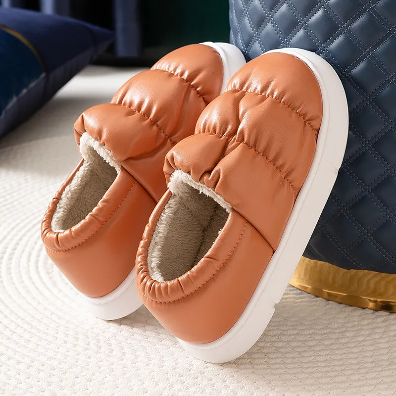 Women's soft waterproof non-slip home slippers, artificial PU upper, EVA sole, baotou style, multiple colours