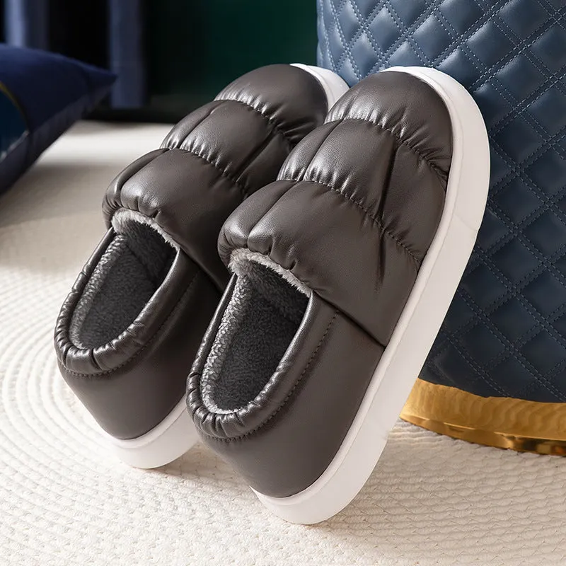 Women's soft waterproof non-slip home slippers, artificial PU upper, EVA sole, baotou style, multiple colours
