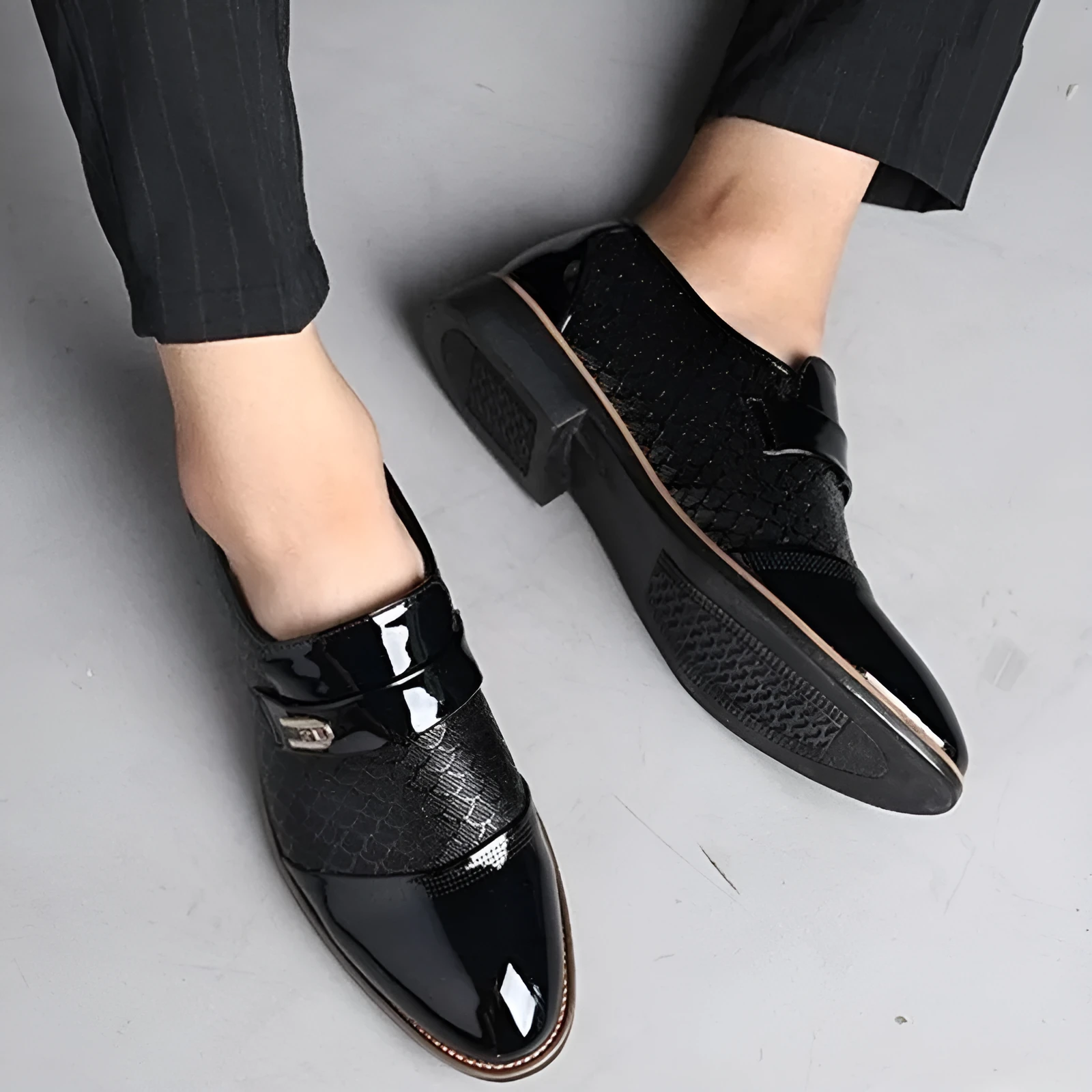 Big Code men's cowhide leather casual shoes in black or brown, flat heel, sizes 38-48