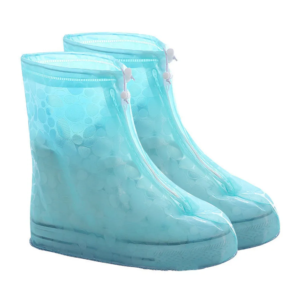 PVC waterproof shoe covers for men and women non-slip adult, transparent dot white, multiple sizes available