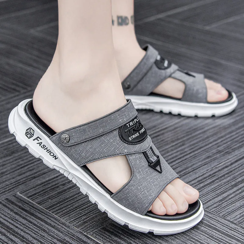 Men's waterproof leather sandals in casual style with colour-matching pattern, available in multiple colours