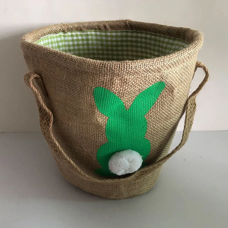Jute tote bag Easter basket double handle 23x23cm decorative carry bag