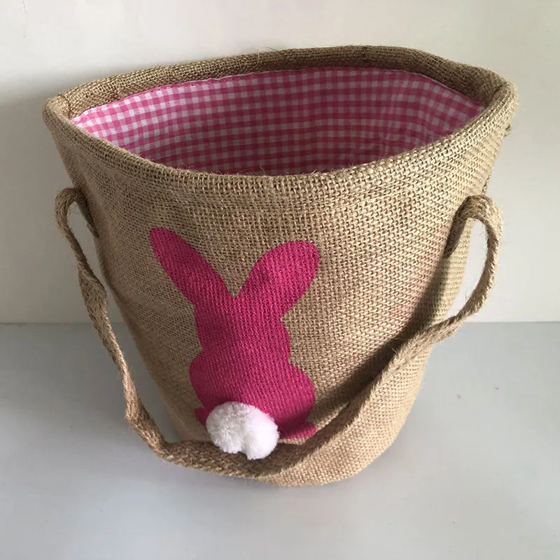 Jute tote bag Easter basket double handle 23x23cm decorative carry bag