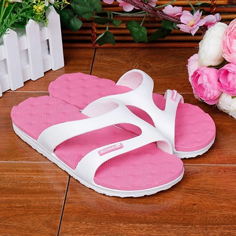 Men's blue summer home slippers with open toe and cotton-linen style upper on a balcony floor