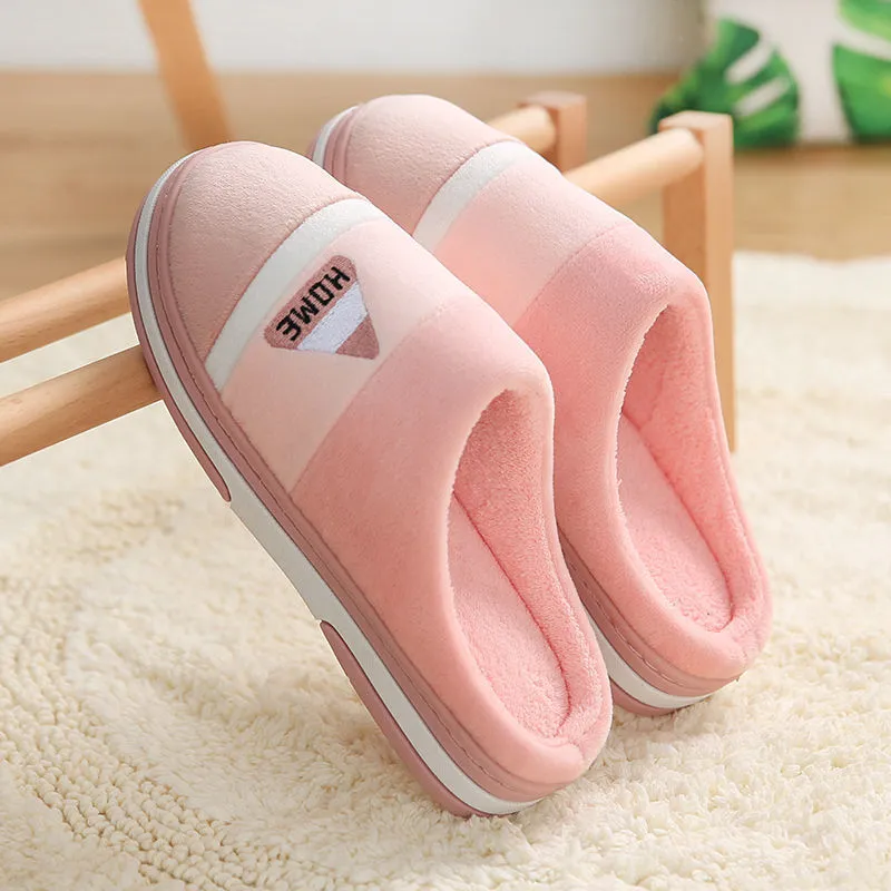 Men's thick bottom non-slip cotton slippers with TPR sole in blue, grey, pink and purple colours