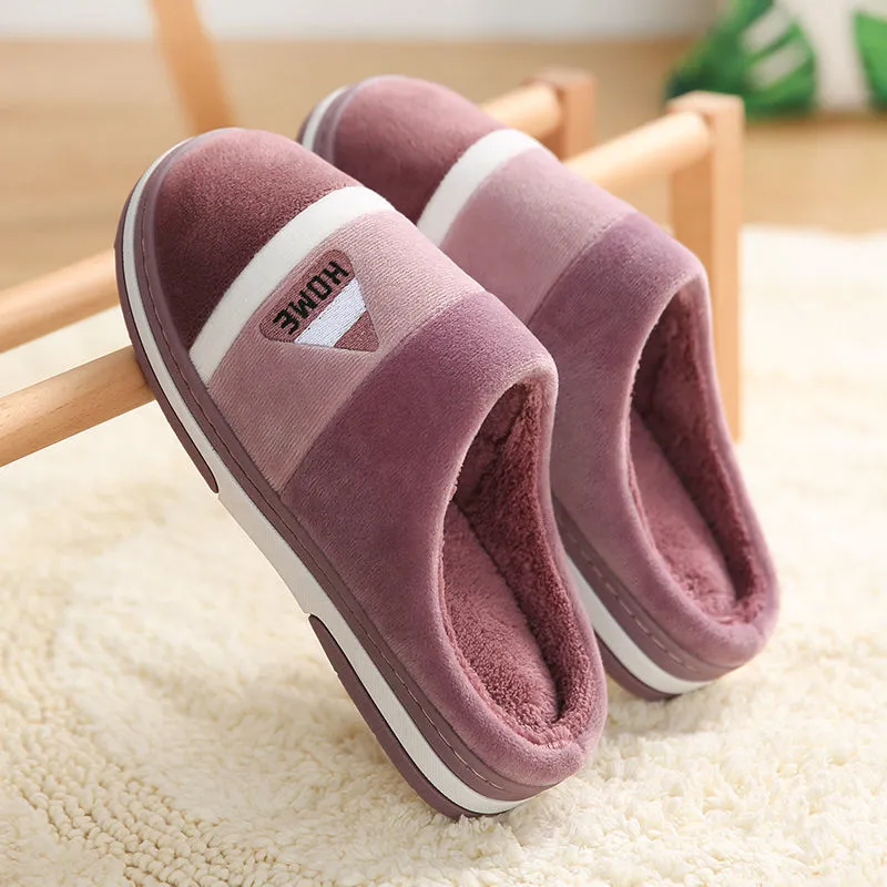Men's thick bottom non-slip cotton slippers with TPR sole in blue, grey, pink and purple colours