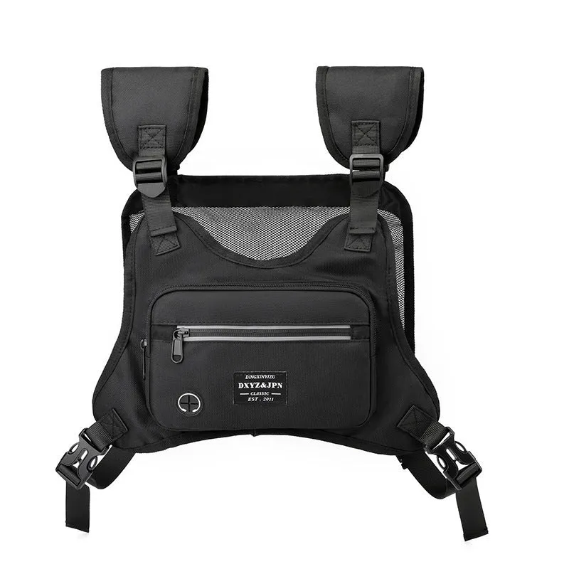 Men's waterproof nylon backpack in mesh style with zipper change bag and phone pocket for outdoor sports