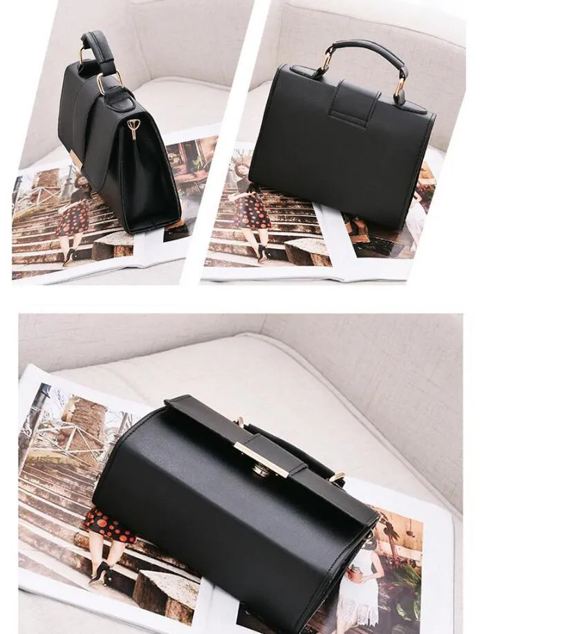 Fashion woman handbag in soft PU with shoulder strap, side view showing polyester lining