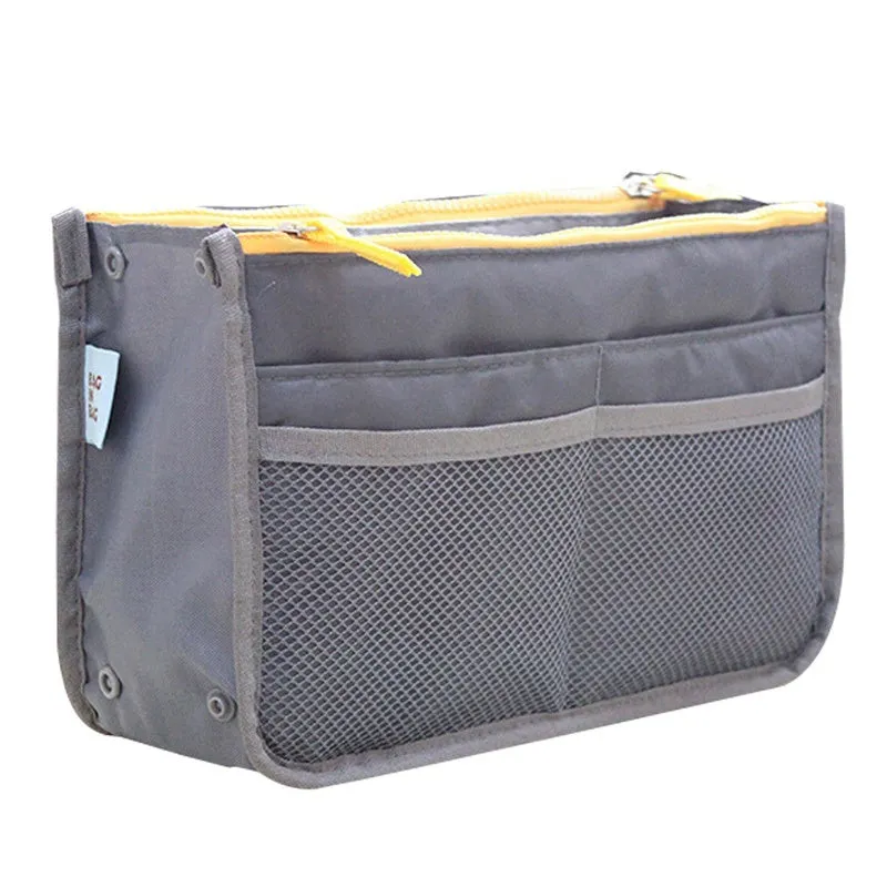 Nylon ladies makeup cosmetic bag with zipper closure in 28cm length, available in multiple colours