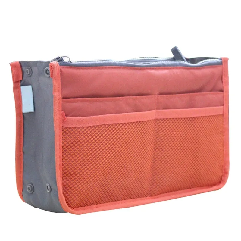 Nylon ladies makeup cosmetic bag with zipper closure in 28cm length, available in multiple colours
