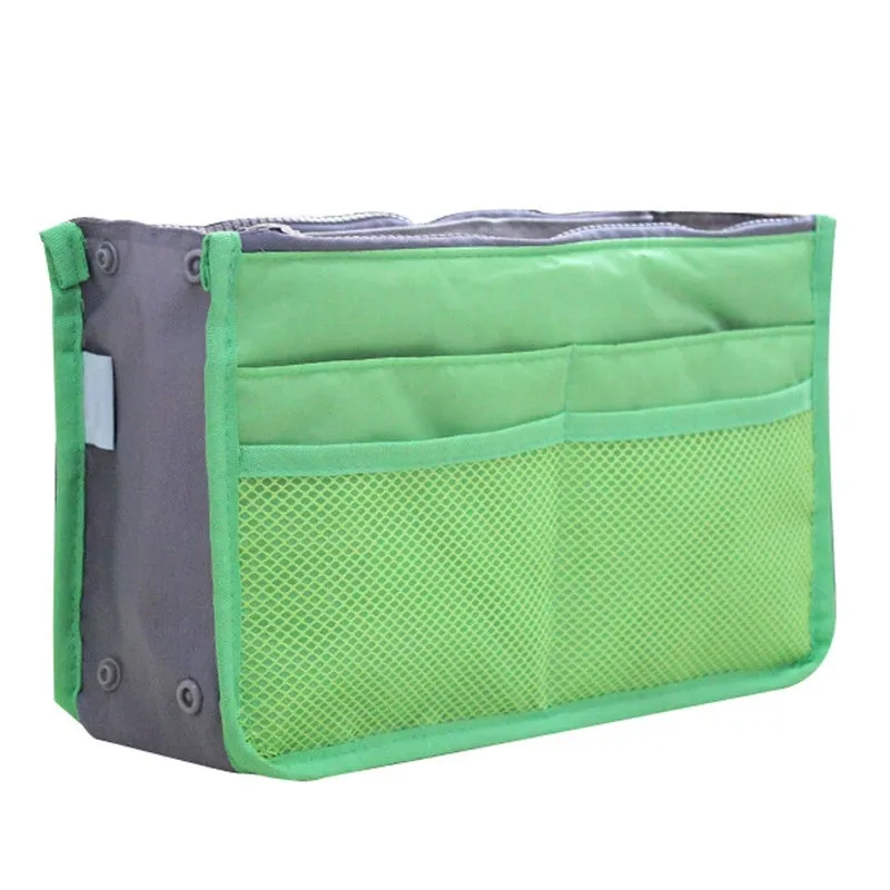 Nylon ladies makeup cosmetic bag with zipper closure in 28cm length, available in multiple colours