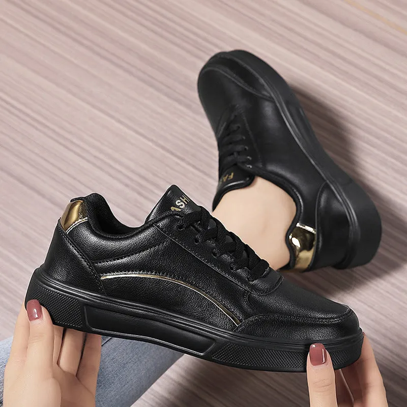 Breathable low-top ladies sneaker with round toe, non-slip rubber sole, and embroidered imitation superfine fibre upper in platinum colour