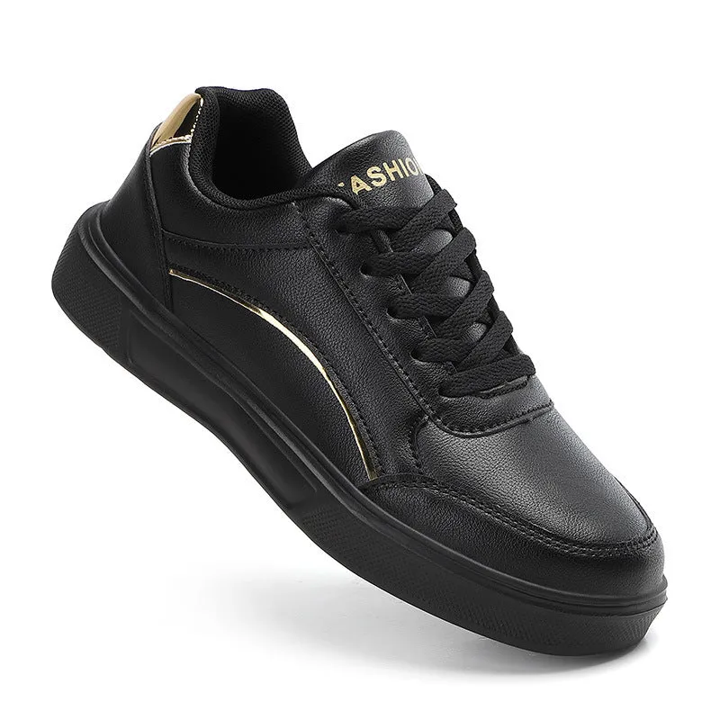 Breathable low-top ladies sneaker with round toe, non-slip rubber sole, and embroidered imitation superfine fibre upper in platinum colour