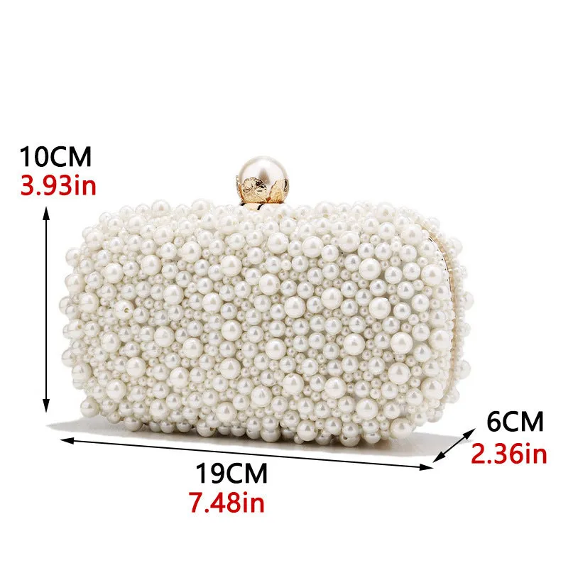 Small pearl dinner bag in solid colour, ABS material, polyester, with single handle and cover-type opening