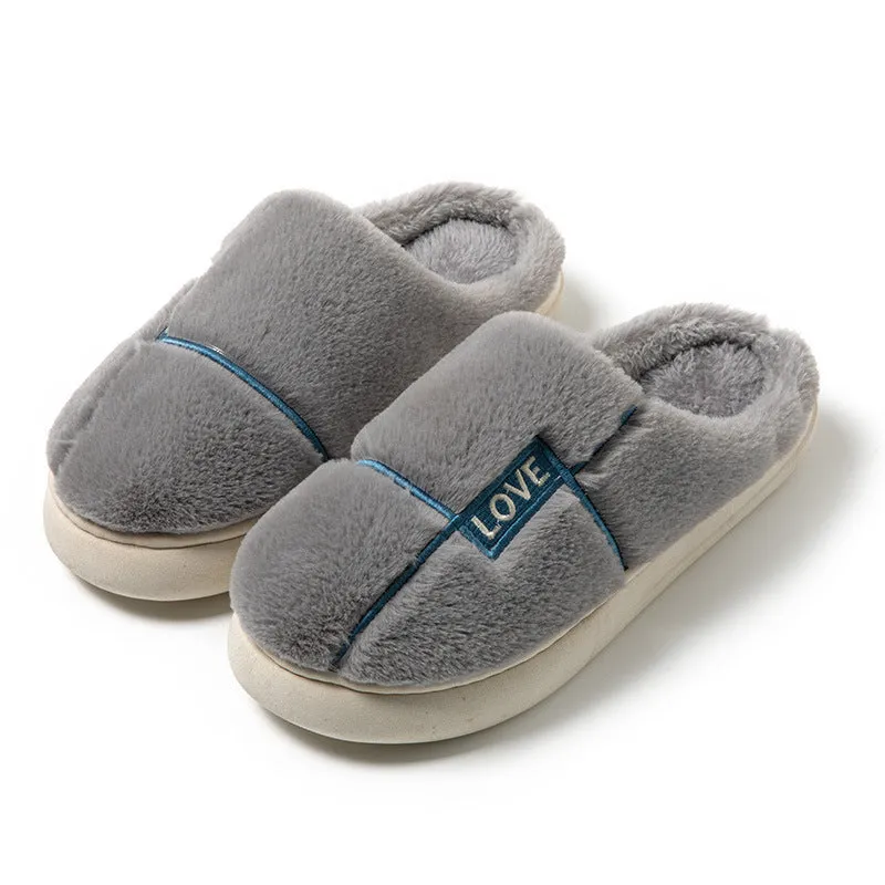 Women's furry indoor slippers in solid colour with plush upper, rubber sole, and wrapped toe, available in multiple colours