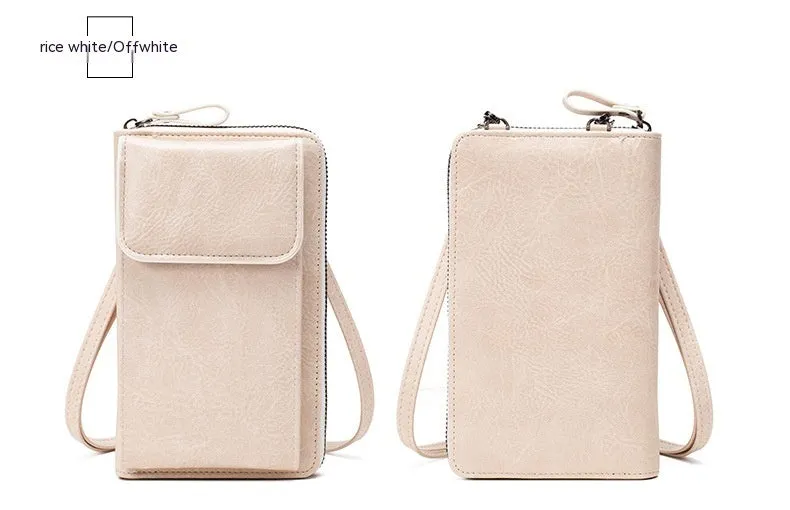 Women's PU leather shoulder messenger bag, square vertical shape 11x4x18cm, lock closure, retro style, beige colour