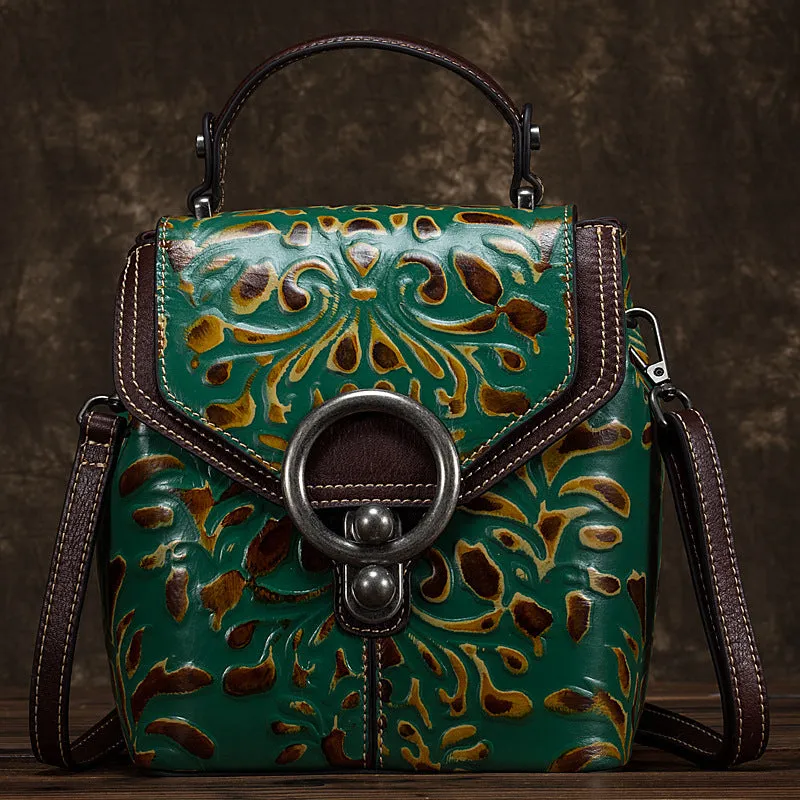 Cow Leather Backpack Multi-function Ladies Shoulder Bags Handbags with Lock Closure Multiple Pockets Coffee Colourful Green Red Yellow 20L Capacity