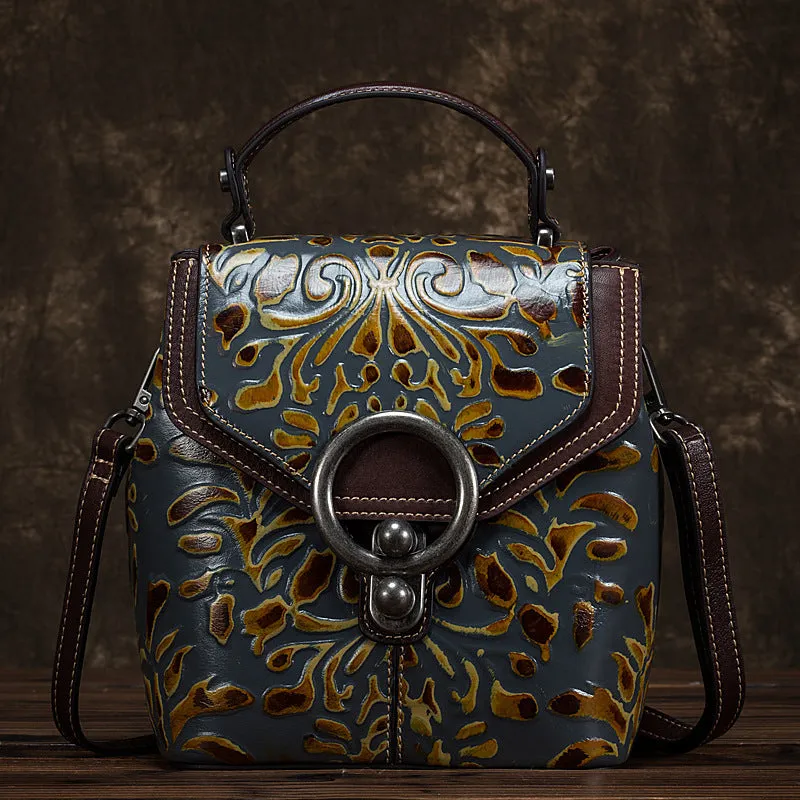 Cow Leather Backpack Multi-function Ladies Shoulder Bags Handbags with Lock Closure Multiple Pockets Coffee Colourful Green Red Yellow 20L Capacity