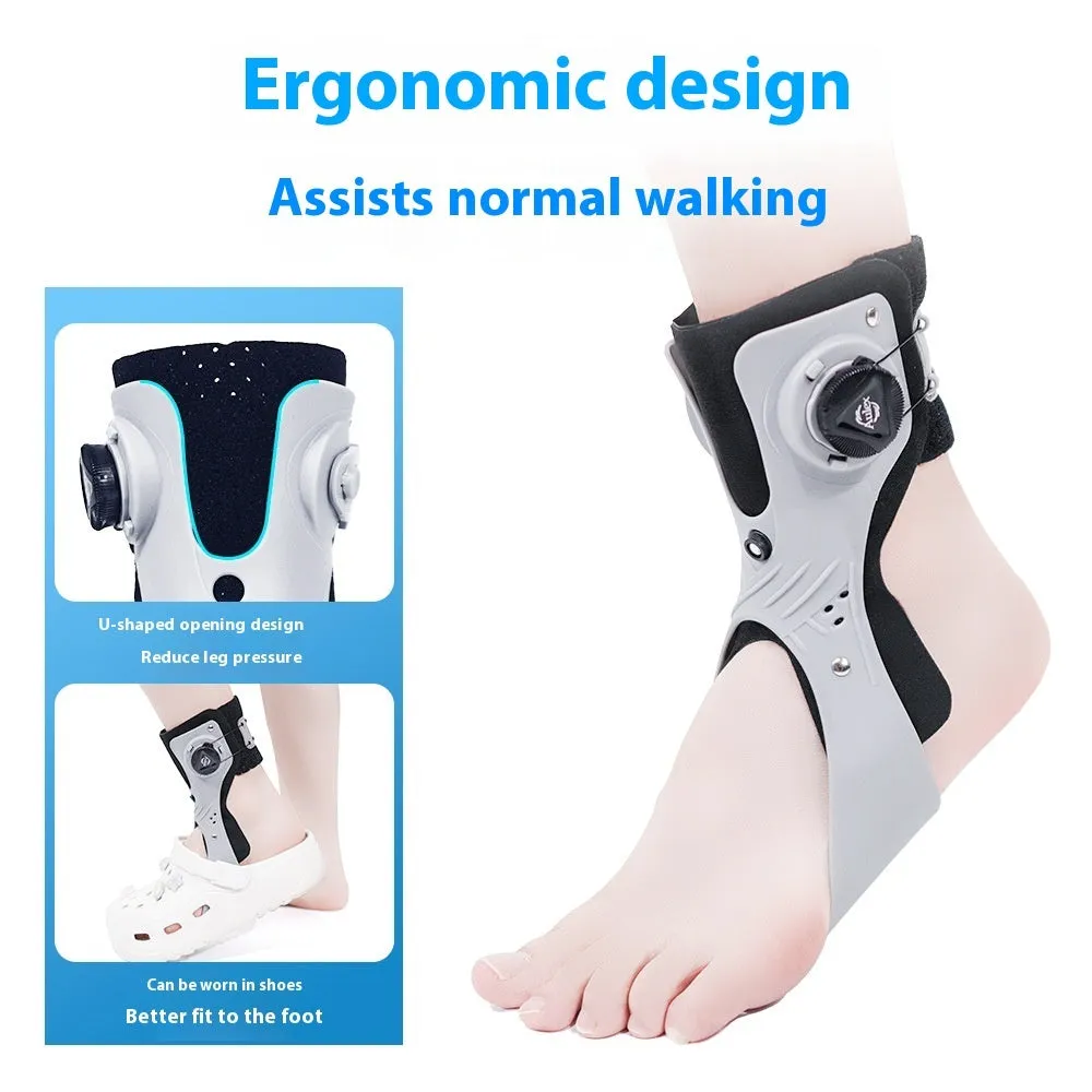 Grey and black adjustable ankle support brace with airbag button for custom fit