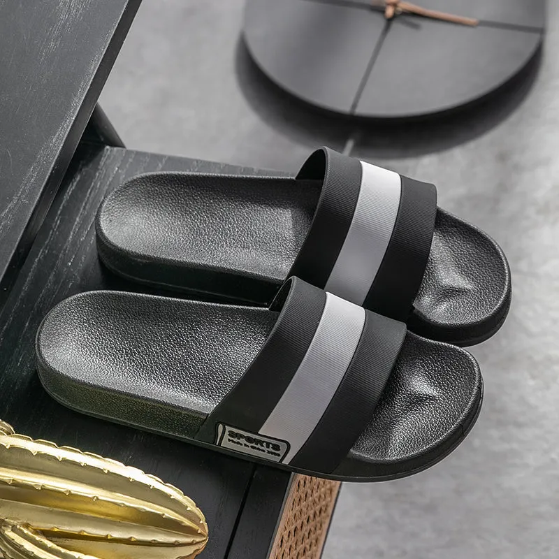 Men's PVC sandals for bathroom and outdoor use, plain style, available in multiple colours including grey and blue