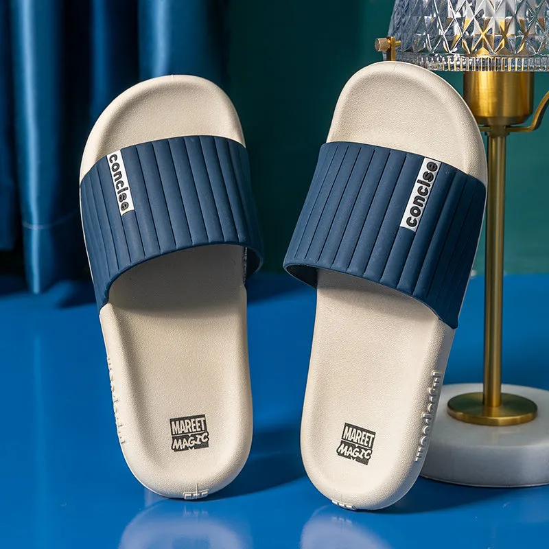 Men's PVC sandals for bathroom and outdoor use, plain style, available in multiple colours including grey and blue