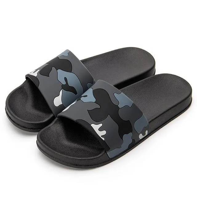 Men's extra large non-slip camouflage PVC bathroom slippers, grape granule texture, size 47-50