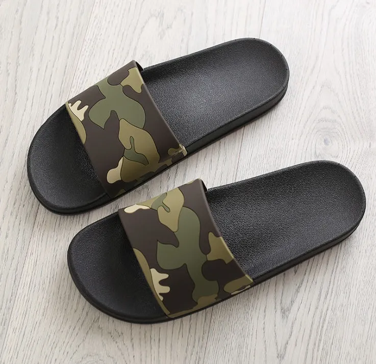 Men's extra large non-slip camouflage PVC bathroom slippers, grape granule texture, size 47-50