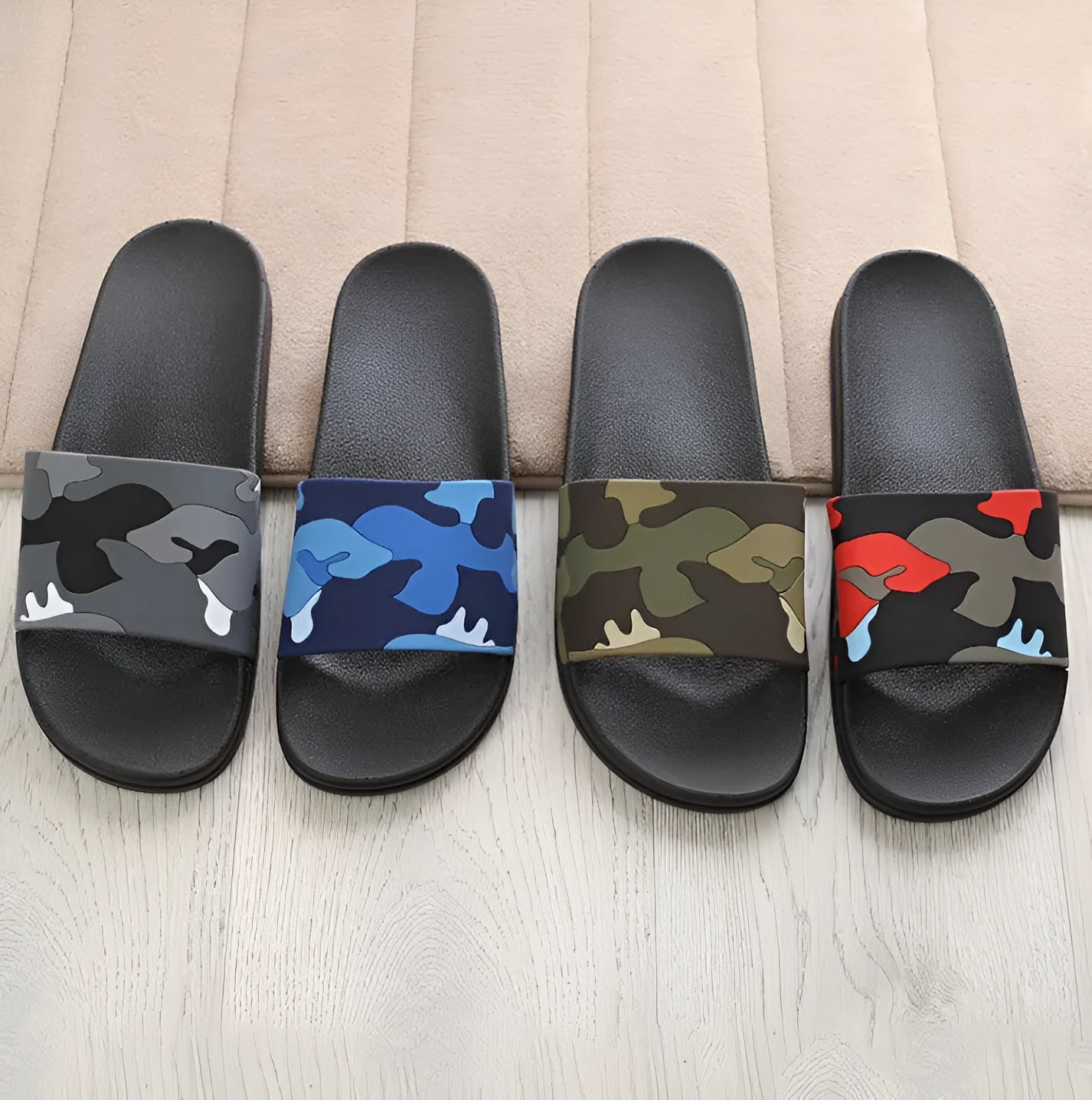 Men's extra large non-slip camouflage PVC bathroom slippers, grape granule texture, size 47-50