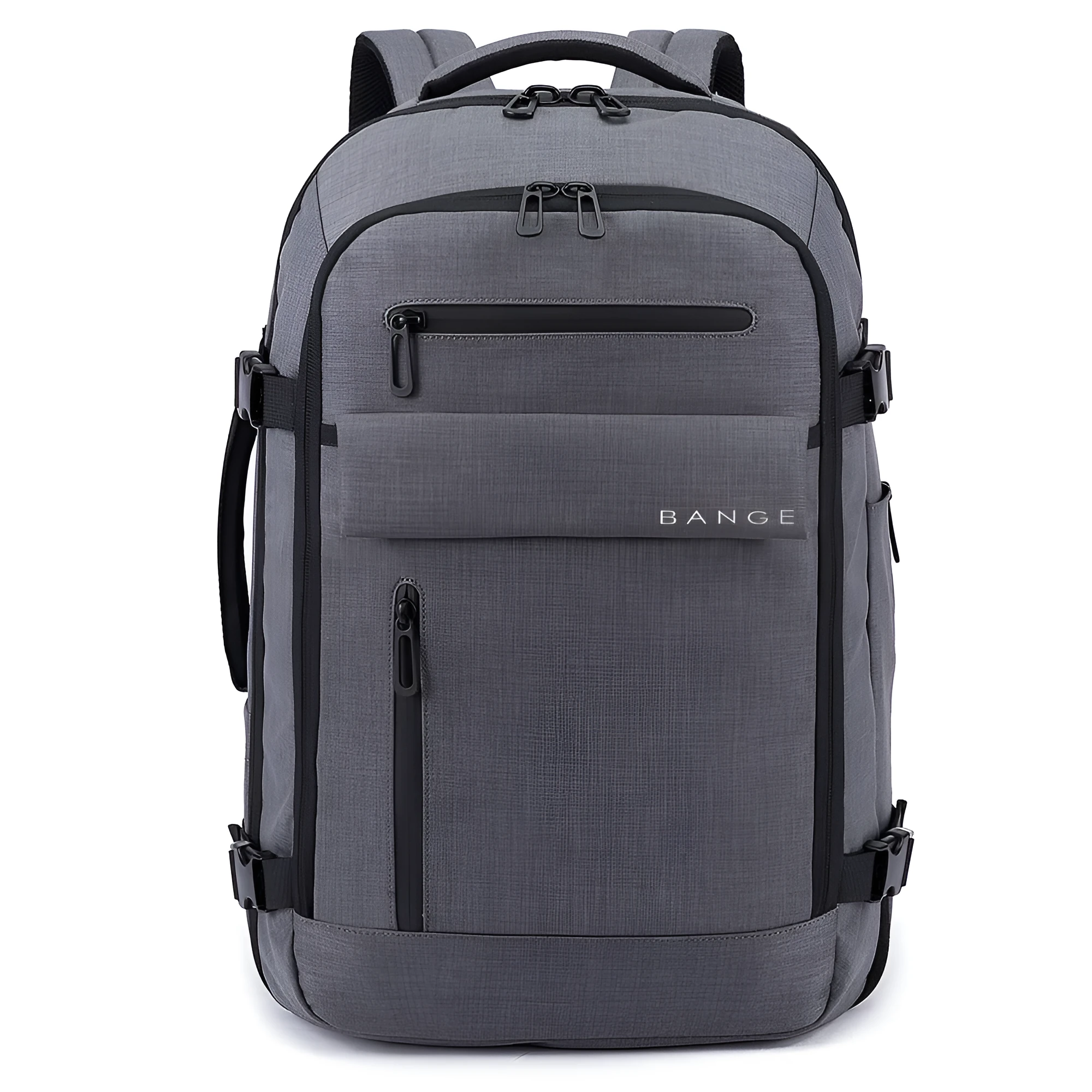 Waterproof men's computer backpack in black with Oxford cloth exterior, large capacity, and air cushion straps