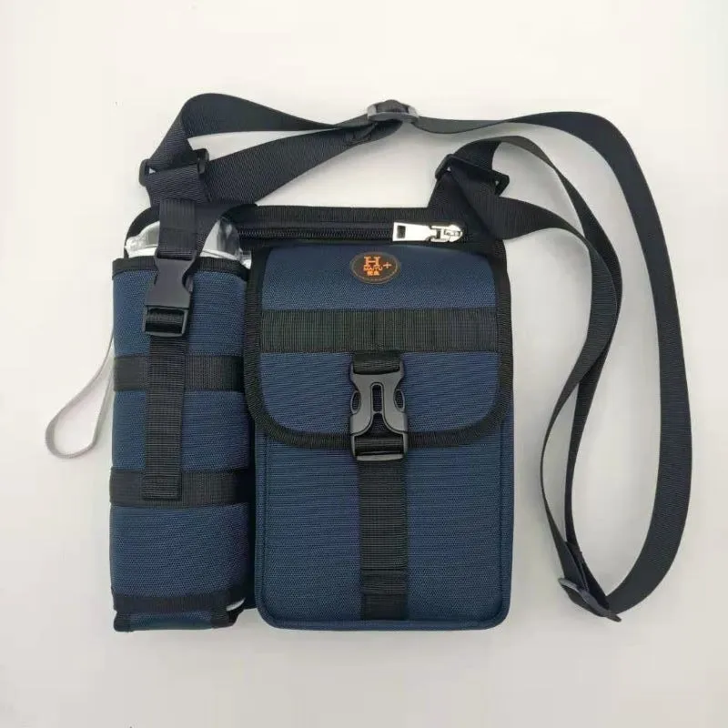 Medium shoulder messenger bag in army green Oxford cloth with shoulder strap and zip closure for men