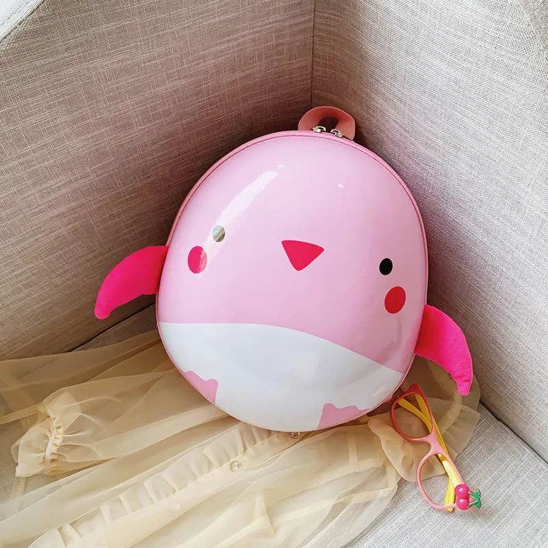Children's hard shell backpack with cute cartoon animal design, suitable for kindergarten boys and girls aged 2-6