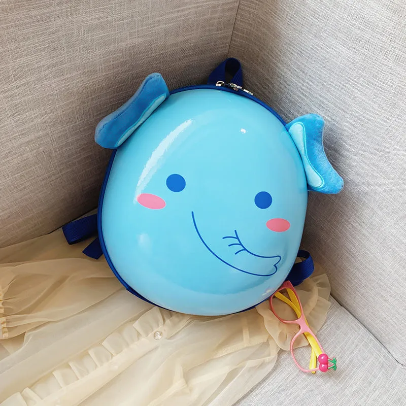 Children's hard shell backpack with cute cartoon animal design, suitable for kindergarten boys and girls aged 2-6