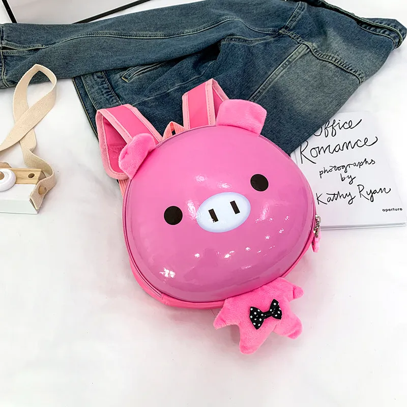 Children's hard shell backpack with cute cartoon animal design, suitable for kindergarten boys and girls aged 2-6