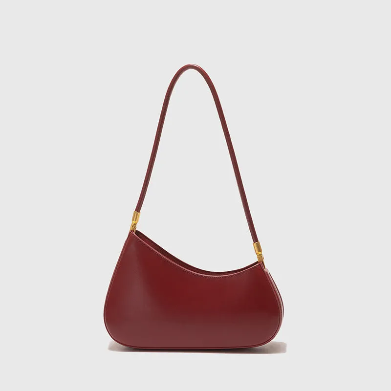 Women's retro oval underarm bag in PU leather with single shoulder strap