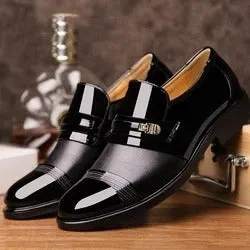 Business casual patent leather formal shoes in black and brown with rubber outsole