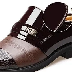 Business casual patent leather formal shoes in black and brown with rubber outsole