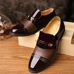 Business casual patent leather formal shoes in black and brown with rubber outsole