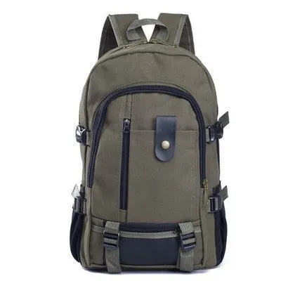 Canvas women's backpack in square vertical shape with double shoulder straps and zipper closure, army green colour
