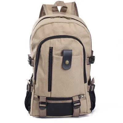 Canvas women's backpack in square vertical shape with double shoulder straps and zipper closure, army green colour