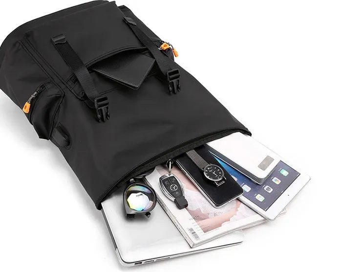 Men's Oxford cloth large capacity backpack 30x14x43cm in black for travel and commute