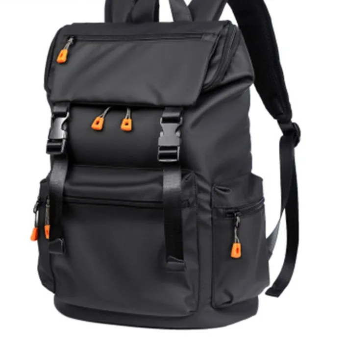 Men's Oxford cloth large capacity backpack 30x14x43cm in black for travel and commute
