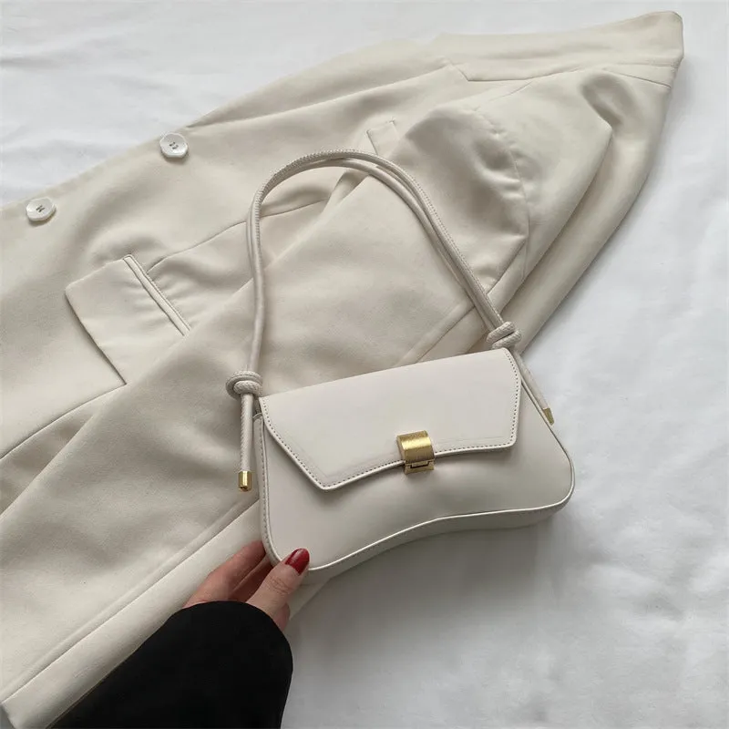 Women's PU shoulder bag in street-trend style with sandwich pocket, available in 5 colours