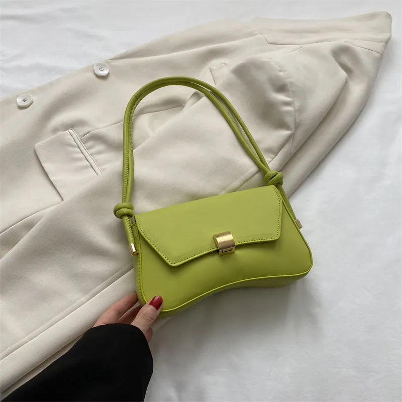 Women's PU shoulder bag in street-trend style with sandwich pocket, available in 5 colours